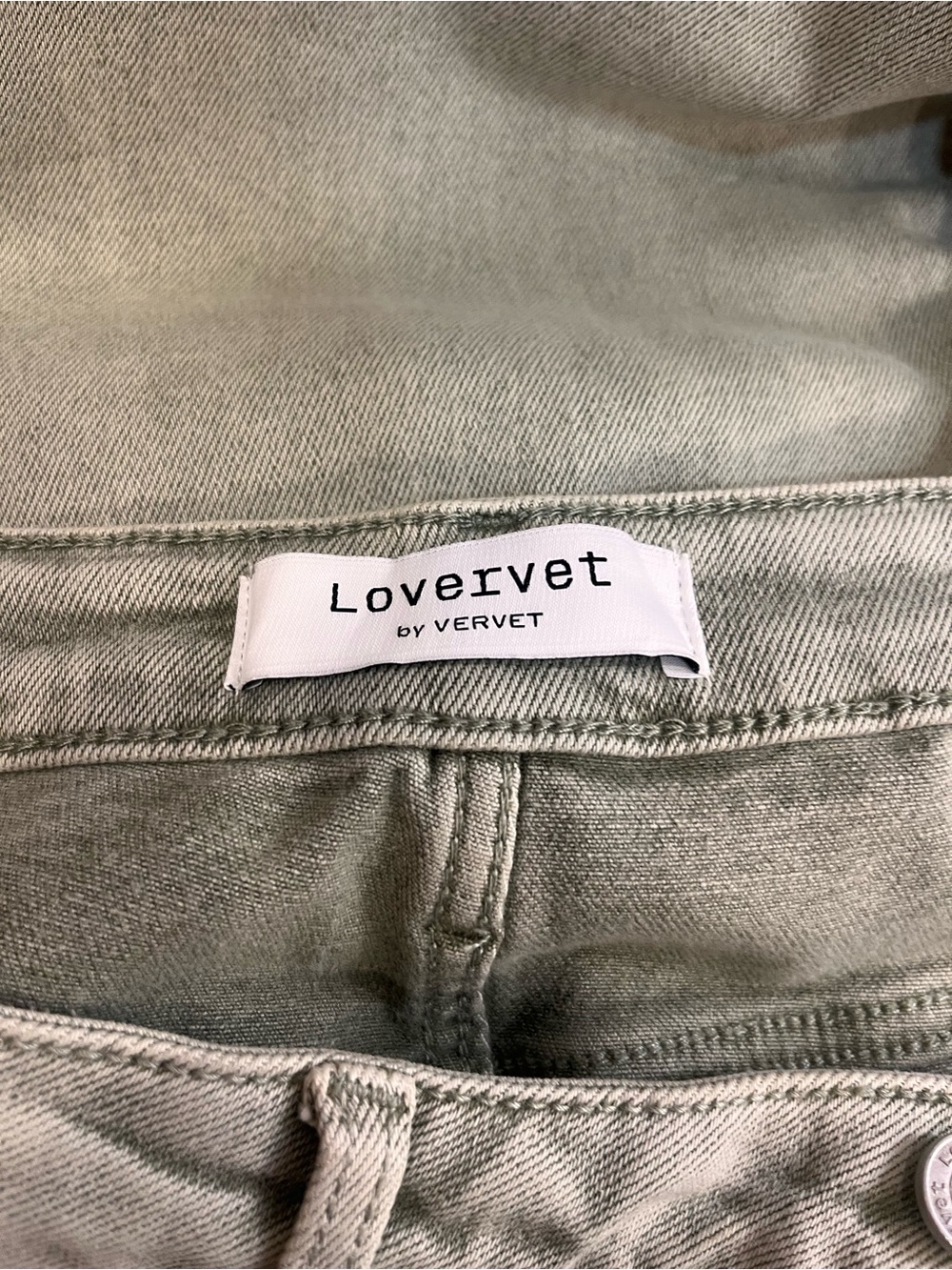 Lovervet by Vervet Olive Green High Rise Crop Wide Leg Raw Hem Jeans 32/15 - Picture 8 of 10